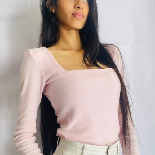 Light pink square neck top