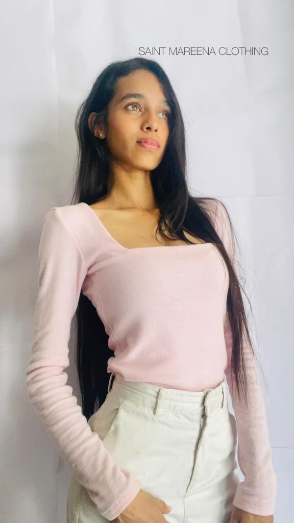 Light pink square neck top